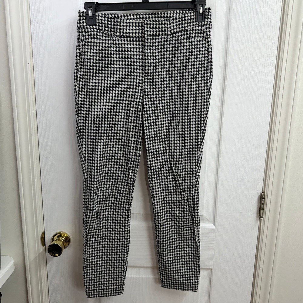 Old Navy black white gingham high rise pixie cotton stretch ankle pants casual 6